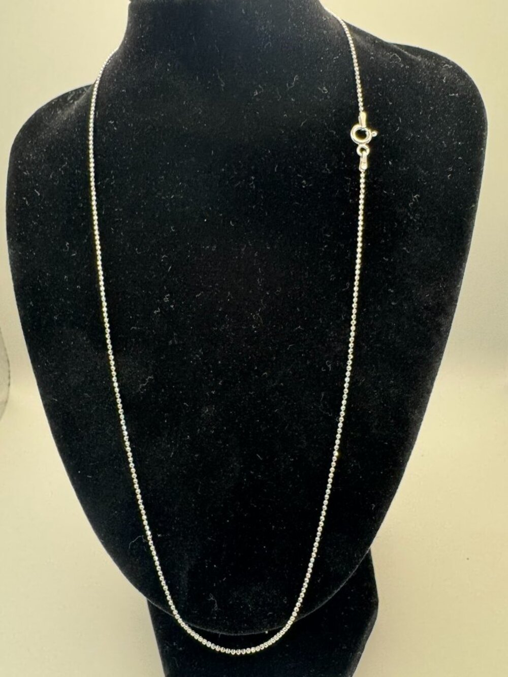 20-inch Diamond Cut Ball Chain 1mm 925 Sterling Silver. Italian made.